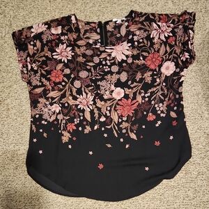 Medium Floral Black and Pink Women's Top